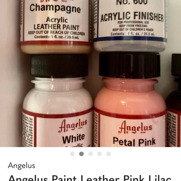 ANGELUS Acrylic Leather Paint Set — White, Petal Pink, Lilac, Black, Champagne - Picture 2 of 5